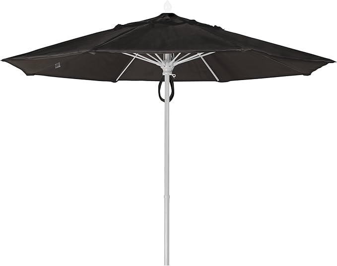FiberBuilt Market Umbrella with Pulley & Pin Lift, 9 Foot Forest Green Marine Grade Canopy and Champagne Bronze Pole - 9MPPCB-8603