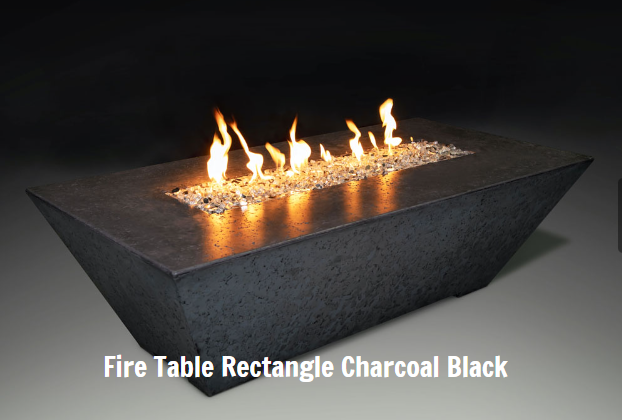 Grand Canyon Gas Logs 18” Tall Olympus Rectangular Fire Table / Black