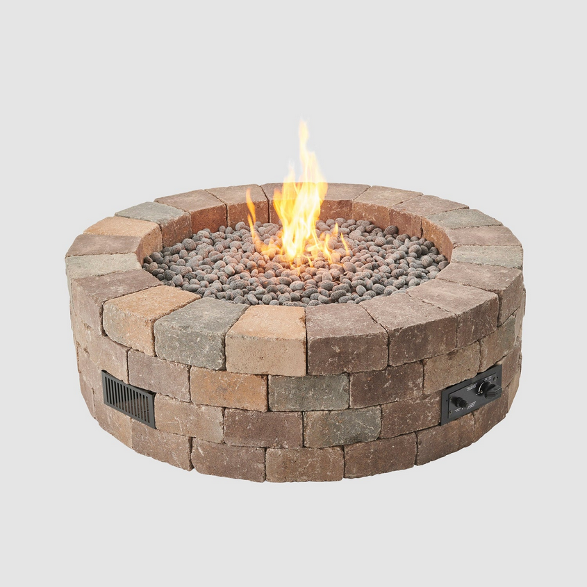 The Outdoor GreatRoom Company Bronson Block Round Gas Fire Pit Kit - BRON52-K