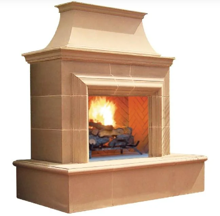 American Fyre Designs Reduced Cordova Fireplace, 16 Inch Rectangle Bullnose, Hearth and Body - 023-20-A-CB-RUC