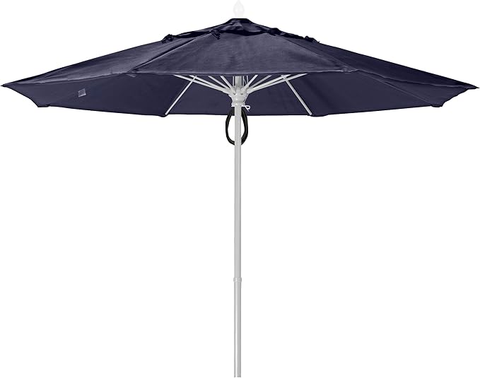 FiberBuilt Market Umbrella with Pulley & Pin Lift, 9 Foot Forest Green Marine Grade Canopy and Champagne Bronze Pole - 9MPPCB-8603