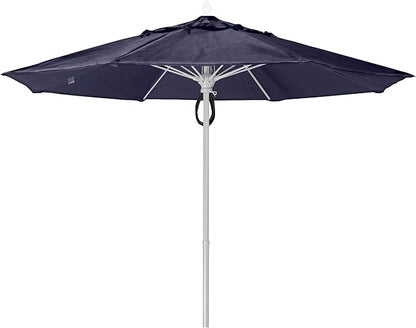 FiberBuilt Market Umbrella with Pulley & Pin Lift, 9 Foot Forest Green Marine Grade Canopy and Champagne Bronze Pole - 9MPPCB-8603