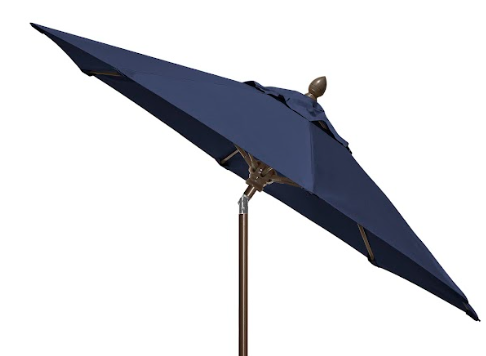 FiberBuilt Market Umbrella with Crank Lift & Push Button Tilt, 9 Foot Black Marine Grade Canopy and Black Pole - 9MCRK-T-8601