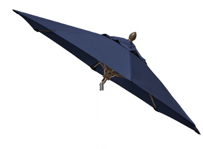 FiberBuilt Market Umbrella with Crank Lift & Push Button Tilt, 9 Foot Pacific Blue Marine Grade Canopy and White Pole - 9MCRW-T-8602