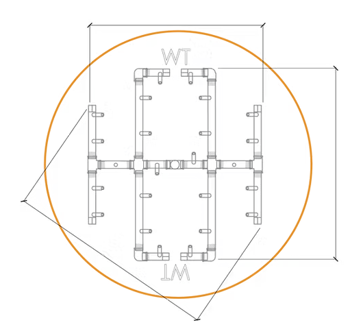 Warming Trends Original CFB290 Crossfire Brass Burner For 36" Opening or Larger with 36" Circular Plate & Flex Line Kit