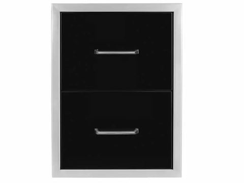 Image of Wildfire 16 X 22 Black Stainless Steel Double Drawer - WF-DDW1622-BSS