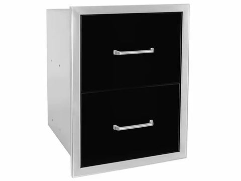 Image of Wildfire 16 X 22 Black Stainless Steel Double Drawer - WF-DDW1622-BSS