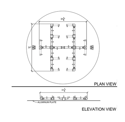 Warming Trends Original CFB350 Crossfire Brass Burner For 48" Opening or Larger with 48” Circular Plate