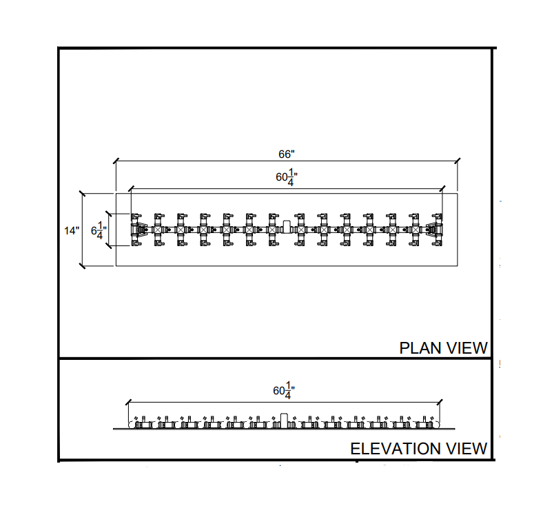 Warming Trends Tree-Style CFBT410 Crossfire Crass Burner For 66" x 14" Opening or Larger with Flex Line Kit