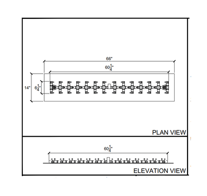 Warming Trends Tree-Style CFBT410 Crossfire Crass Burner For 66" x 14" Opening or Larger with Flex Line Kit