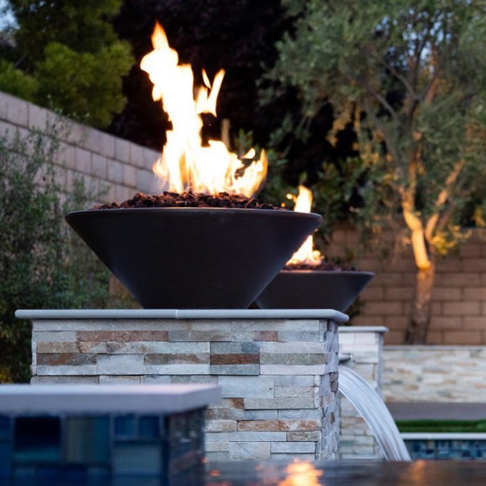 The Outdoor Plus 31-Inch Natural Gas Fueled, GFRC Concrete, Match Lit Cazo Fire Bowl - OPT-31RFO-BRN-NG