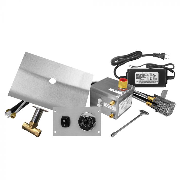 Firegear 24" by 8" Linear Stainless Steel Flat Pan Electronic Ignition Gas Fire Pit Burner Kit - Natural gas - LOF-2408-FTAWS-N