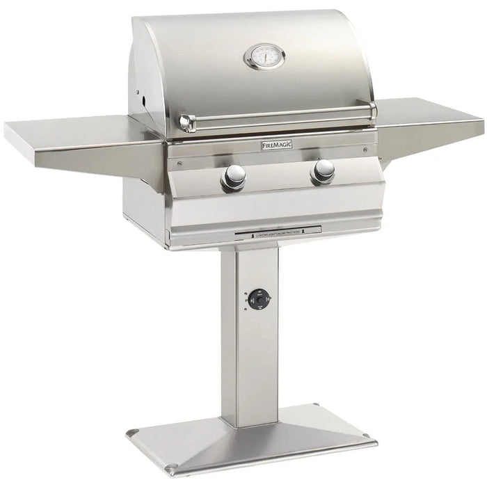 Fire Magic Choice C430s 24" Patio Post Mount Grill with Analog Thermometer and 1-Hour Timer on Post