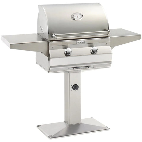 Image of Fire Magic Choice C430s 24" Patio Post Mount Grill with Analog Thermometer and 1-Hour Timer on Post