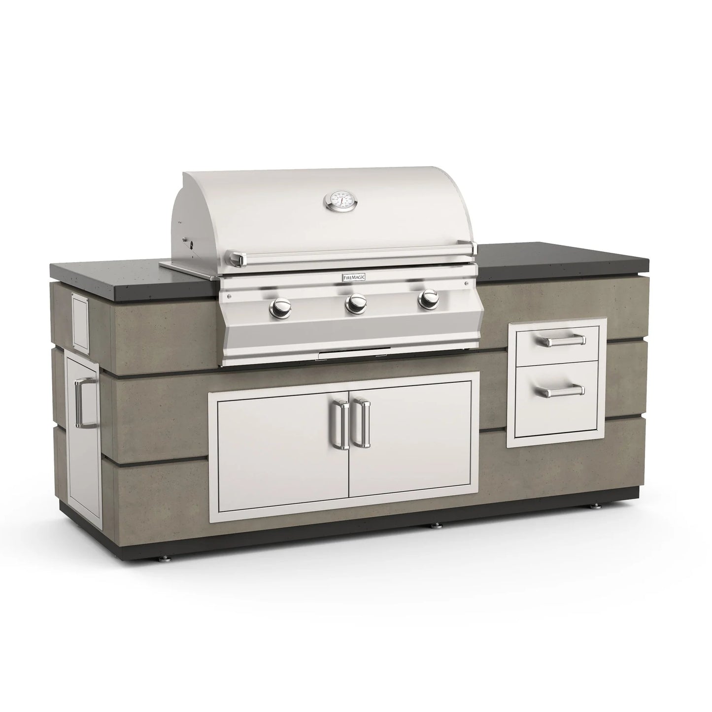 Fire Magic Contemporary Pre-Fab Choice Island with Double Drawer Cut-out - ID650-SMD-82BA