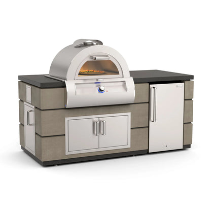 Fire Magic Contemporary Pre-Fab Pizza Oven Island with Refrigerator Cut-out - ID660-SMR-77BA