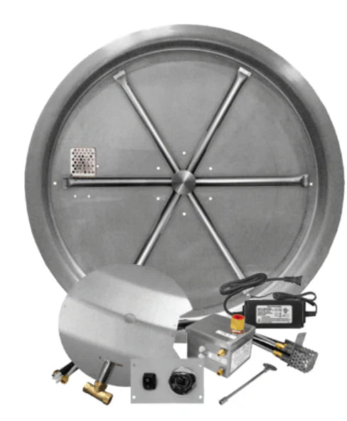 Firegear 25" ROUND Stainless Steel Pan with 22" Burning Spur, AWS Fully Electronic Ignition - Liquid Propane - FPB-25RBSAWS-P