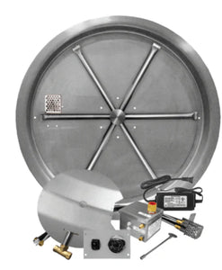 Firegear 25" ROUND Stainless Steel Pan with 22" Burning Spur, AWS Fully Electronic Ignition - Natural Gas - FPB-25RBSAWS-N