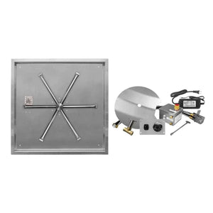 Firegear 34" Square Flat Thermocouple Piloted Safety Ignition Fire Pit w/31" Stainless Steel Burner - FPB-34-SFBS31TPSI-N