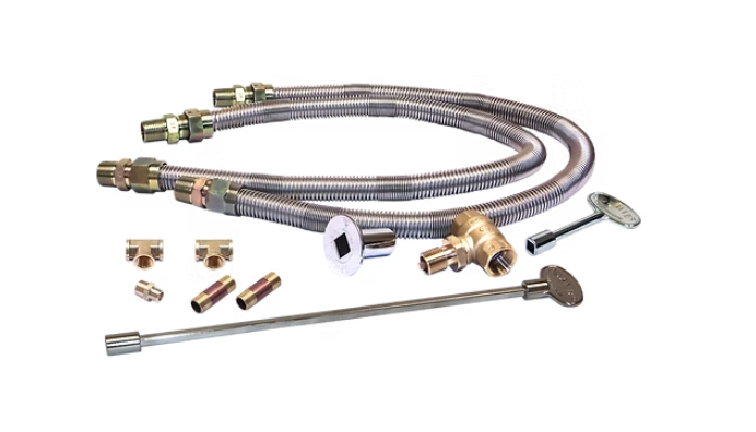 Warming Trends Original CFB450 Crossfire Brass Burner For 60" Opening or Larger with 60” Circular Plate & Flex Line Kit