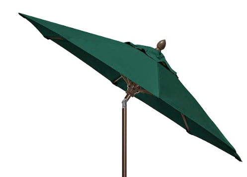 FiberBuilt Market Umbrella with Crank Lift & Push Button Tilt, 9 Foot Black Marine Grade Canopy and Black Pole - 9MCRK-T-8601