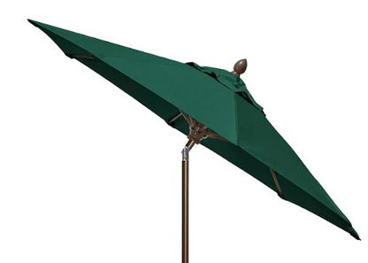 FiberBuilt Market Umbrella with Crank Lift & Push Button Tilt, 9 Foot Black Marine Grade Canopy and Black Pole - 9MCRK-T-8601