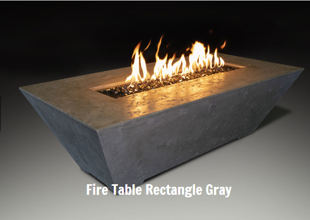 Grand Canyon Gas Logs 18” Tall Olympus Rectangular Fire Table / Gray