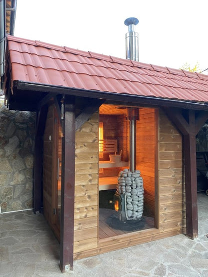 HUUM Sauna Wood Stove Chimney Set, Thru-Wall Backside Connection - H310202