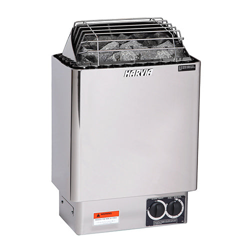 Harvia KIP Series 8kW Stainless Steel Sauna Heater at 240V 1PH with Built-In Time and Temperature Controls