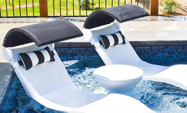 Ledge Lounger Signature Tall Ice Bin Side Table Lid w/o Umbrella Hole (Available in 8 Resin Colors) - LL-SG-ST-22LONH-LB