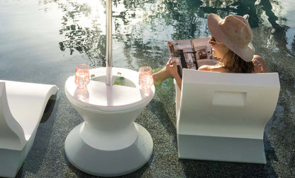 Ledge Lounger Signature Tall Ice Bin Side Table Lid w/ Umbrella Hole (Available in 6 Resin Colors) - LL-SG-ST-22LOHV2-DB