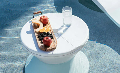Ledge Lounger Signature Tall Ice Bin Side Table Lid w/ Umbrella Hole (Available in 6 Resin Colors) - LL-SG-ST-22LOHV2-DB