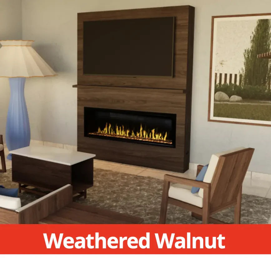 Modern Flames OR60-SLIM WEATHERED WALNUT ORION ALLWOOD MAIN WALL SYSTEM (6'W x 7' 10"H)-OFWS-MAIN-WW