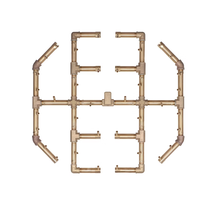 Warming Trends Octagonal CFBO360 Crossfire Brass Burner For 42" Opening or Larger with 42" Square Plate