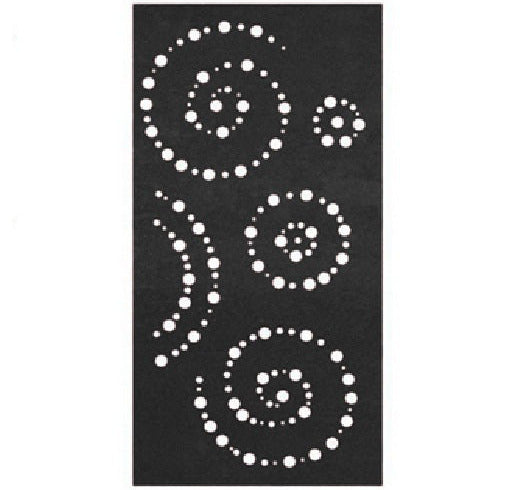 OUTDECO 3'x6' Galvanized Powder Coated Steel Spiral Decorative Panel w/ 6 Screws, Black