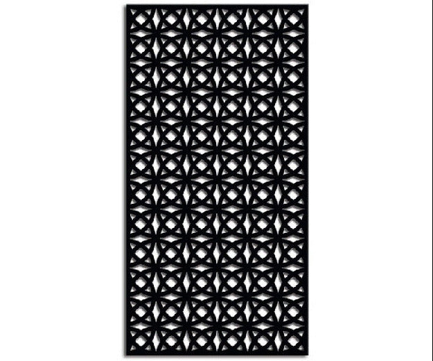 OUTDECO 3'x6' Galvanized Powder Coated Steel Orbit Decorative Panel w/ 6 Screws, Black