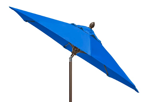 FiberBuilt Market Umbrella with Crank Lift & Push Button Tilt, 9 Foot Black Marine Grade Canopy and Black Pole - 9MCRK-T-8601