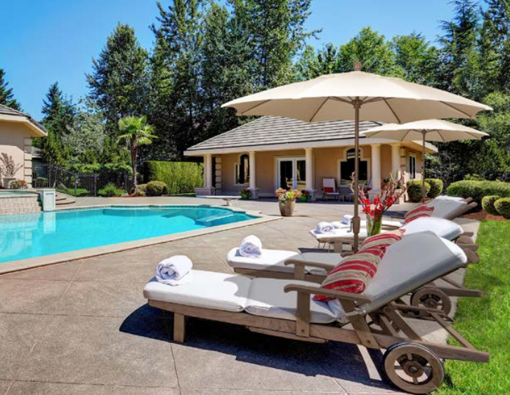 FiberBuilt Patio Umbrella with Push Up & Pin Lift, 9 Foot Natural Canopy and Champagne Bronze Pole - 9HPUCB-Natural