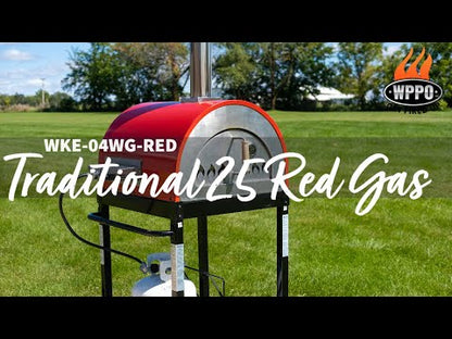 WPP0 Traditional 25" Red Dual Fueled Pizza Oven With Gas Attachment - WKE-04WG-RED