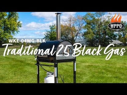 WPP0 Traditional 25" Black Dual Fueled Pizza Oven With Gas Attachment - WKE-04WG-BLK