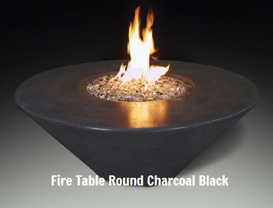 Grand Canyon Gas Logs 18” Tall Olympus Round Fire Table, 48" x 48" / Black