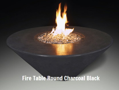 Grand Canyon Gas Logs 18” Tall Olympus Round Fire Table, 48" x 48" / Black