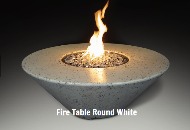 Grand Canyon Gas Logs 18” Tall Olympus Round Fire Table, 48" x 48" / White
