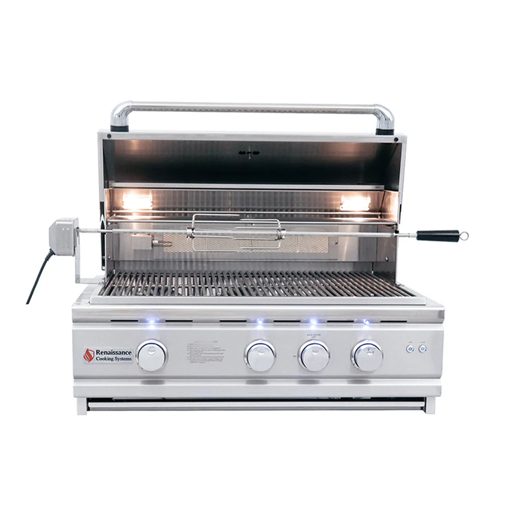 RCS 30" Cutlass Pro Grill W/ Rear Burner, Briquette Trays & Blue LEDs-RON30B LP