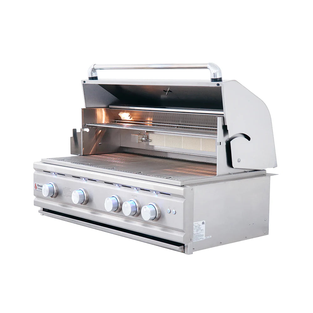 RCS 38" Cutlass Pro Grill W/ Rear Burner, Briquette Trays & Blue LEDs-RON38B LP