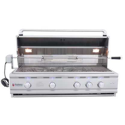 RCS 42" Cutlass Pro Grill W/ Rear Burner, Briquette Trays & Blue LEDs-RON42B LP