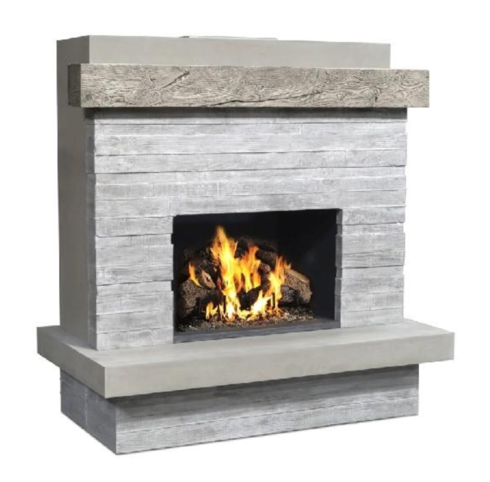 American Fyre Designs 68 1/2 Inch Vented Wall Mount Outdoor Brooklyn Fireplace, Silver Pine - 050-CG-N-SP-RBC