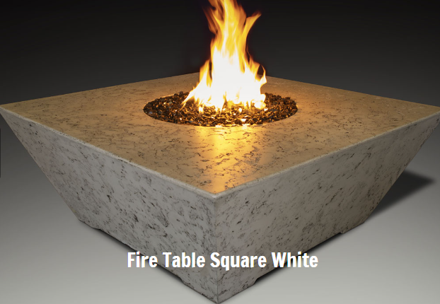 Grand Canyon Gas Logs 18” Tall Olympus Square Fire Table, 48" x 48"
White