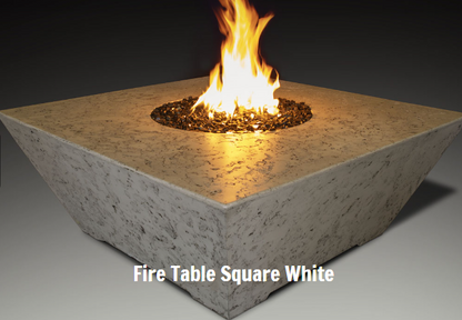 Grand Canyon Gas Logs 18” Tall Olympus Square Fire Table, 48" x 48"
White
