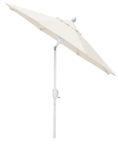 FiberBuilt Market Umbrella with Crank Lift & Push Button Tilt, 9 Foot Pacific Blue Marine Grade Canopy and White Pole - 9MCRW-T-8602